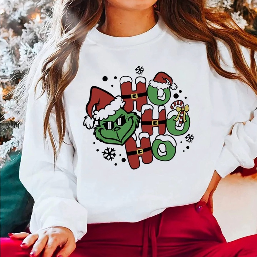 Ho Ho Ho Cool White Grinch Crew Neck